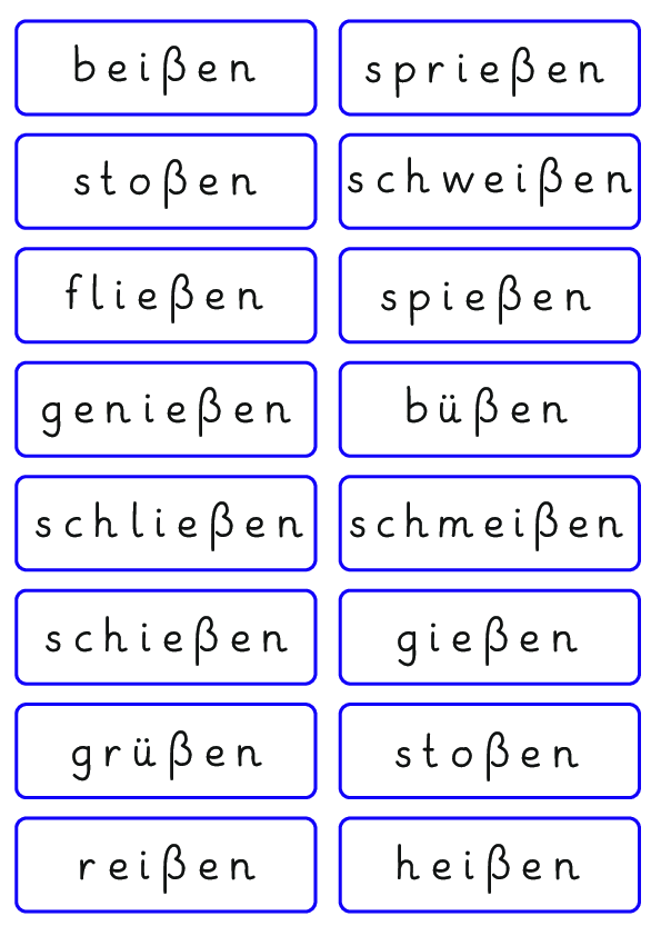 Wortkarten mit ß-Wörtern (2)